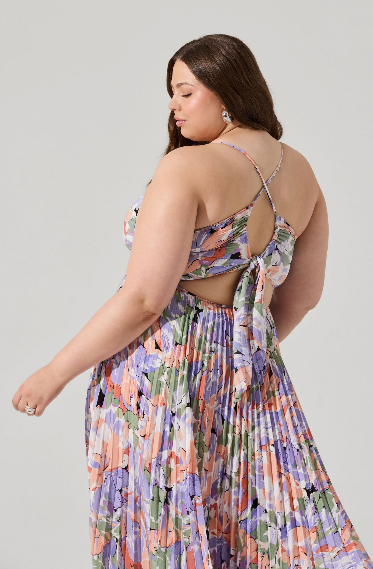 Blythe Floral Plisse Midi Dress PLUS