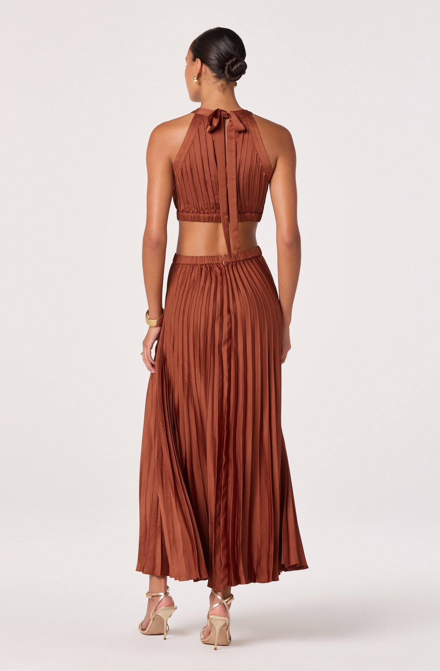 Vera Cutout High-Neck Satin Maxi Dress