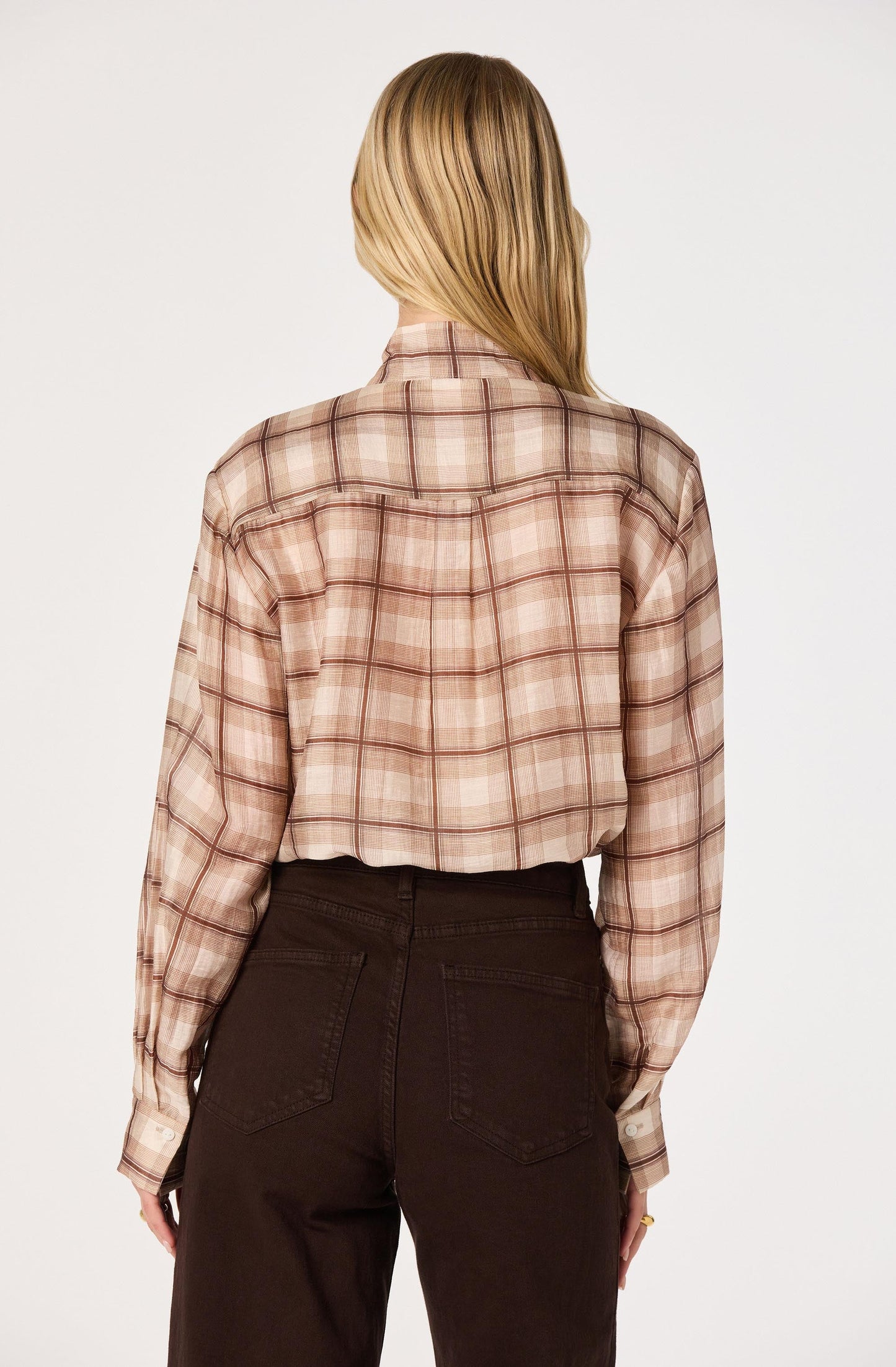Mabry Plaid Tie-Neck Blouse