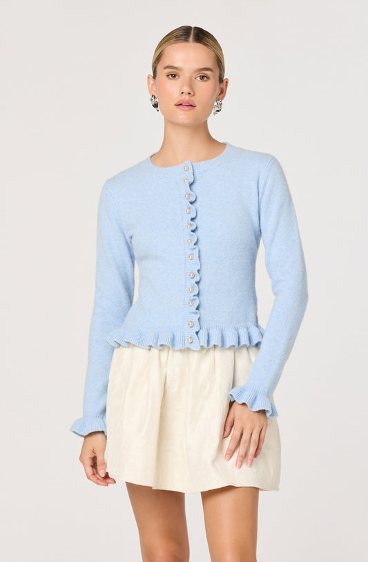 Eowyn Brushed Knit Pearl Button Cardigan