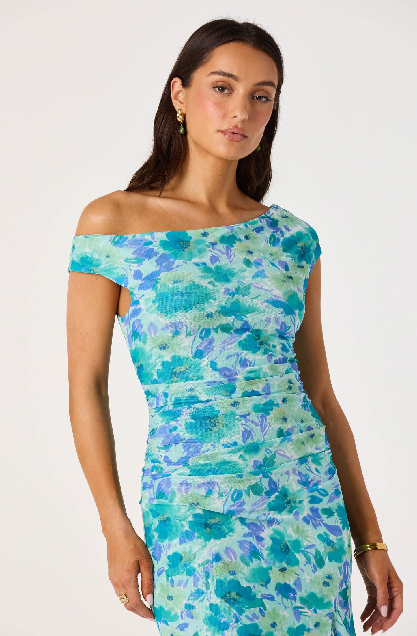 Off shoulder ruched dress