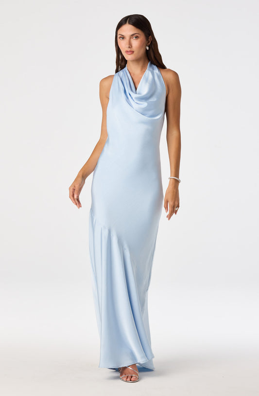 Varya Satin Cowl Neck Maxi Dress