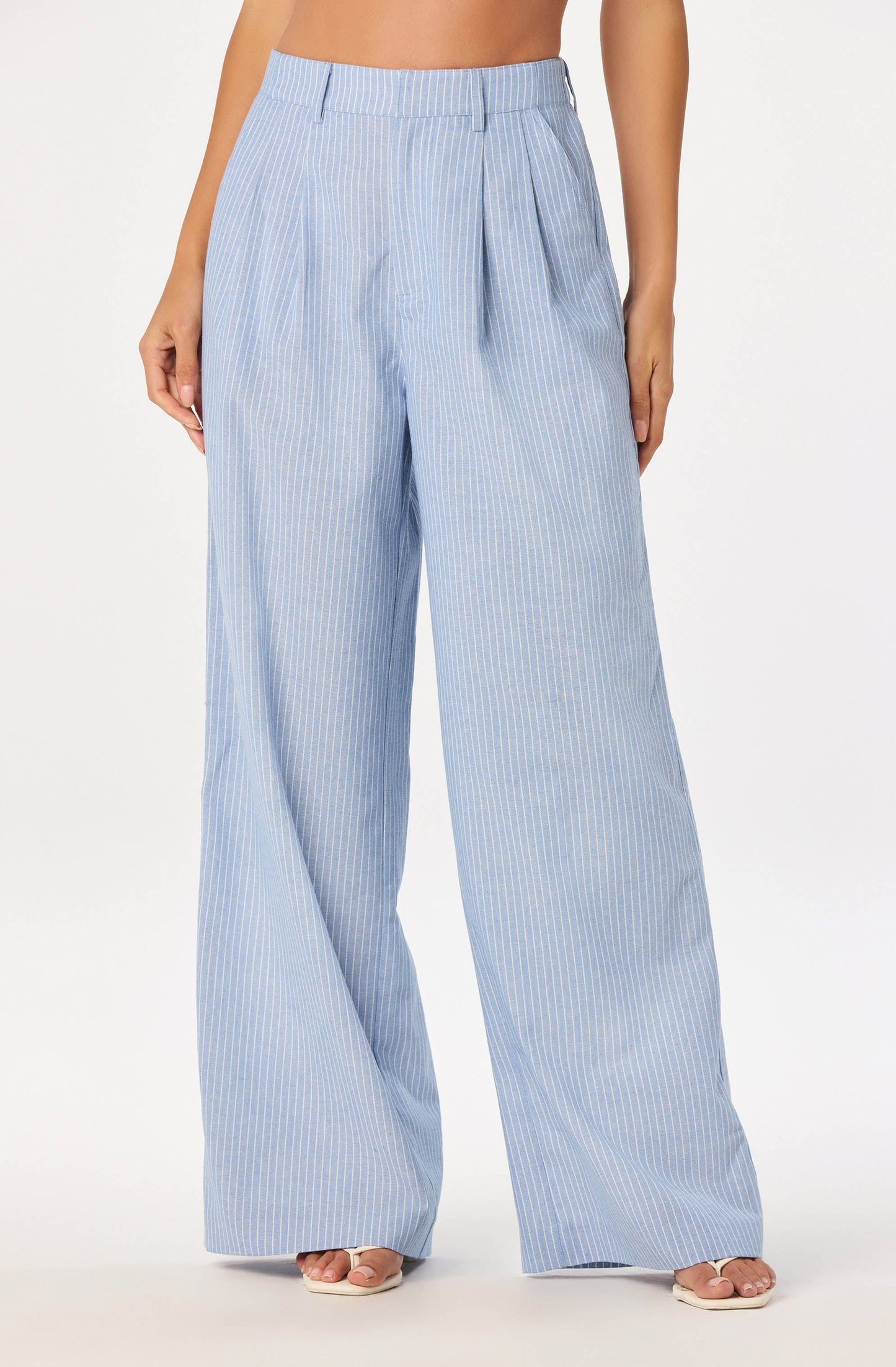 Linsey Striped Wide Leg Linen Pants
