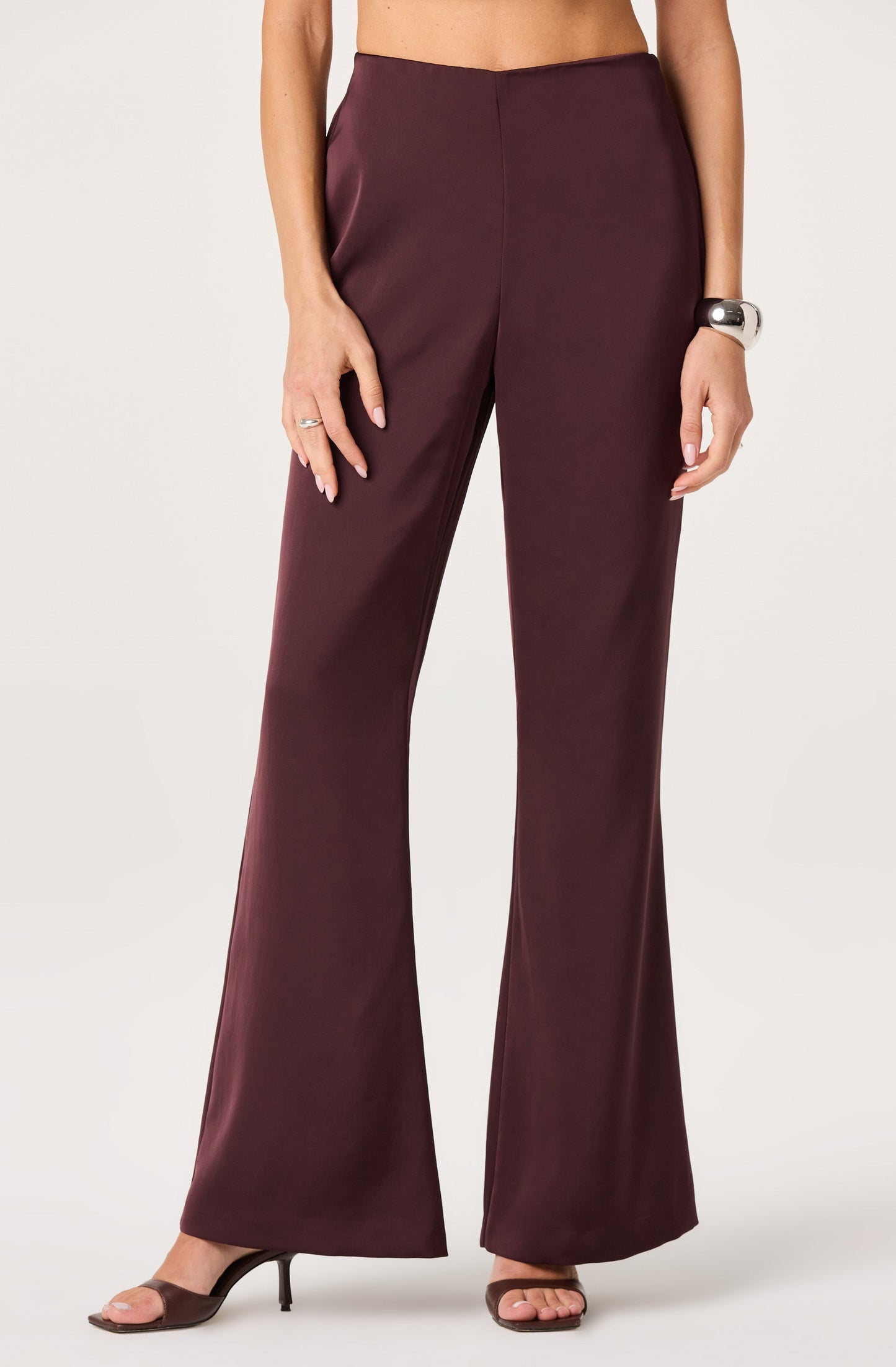 Keona Satin High-Rise Flared Pants