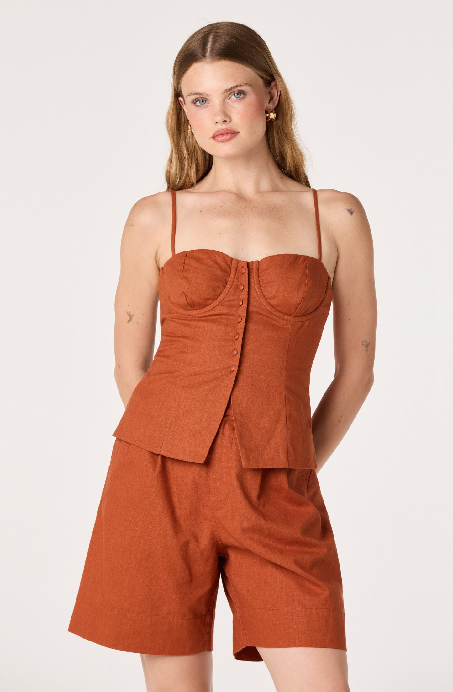 Koda Linen Bustier Crop Top