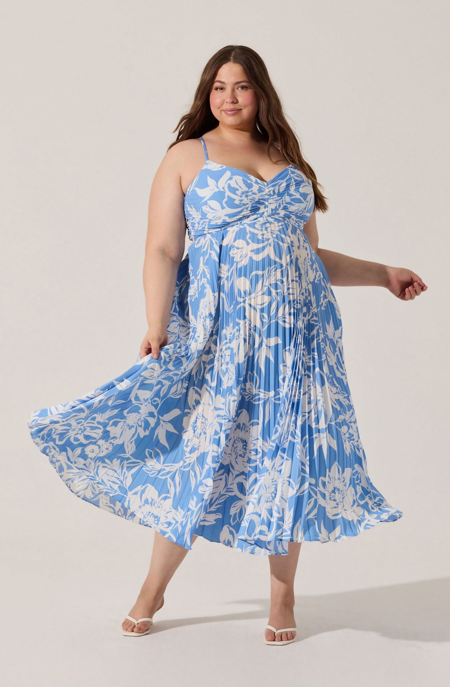 Blythe Floral Plisse Midi Dress PLUS