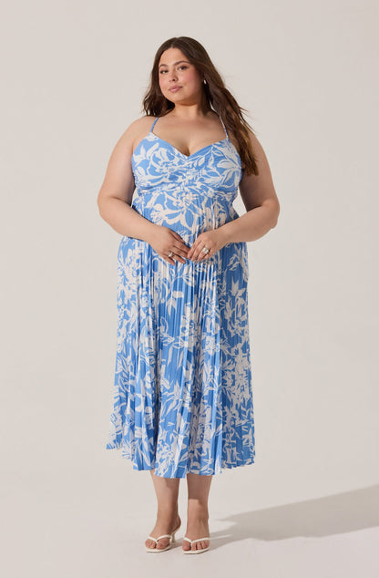 Blythe Floral Plisse Midi Dress PLUS