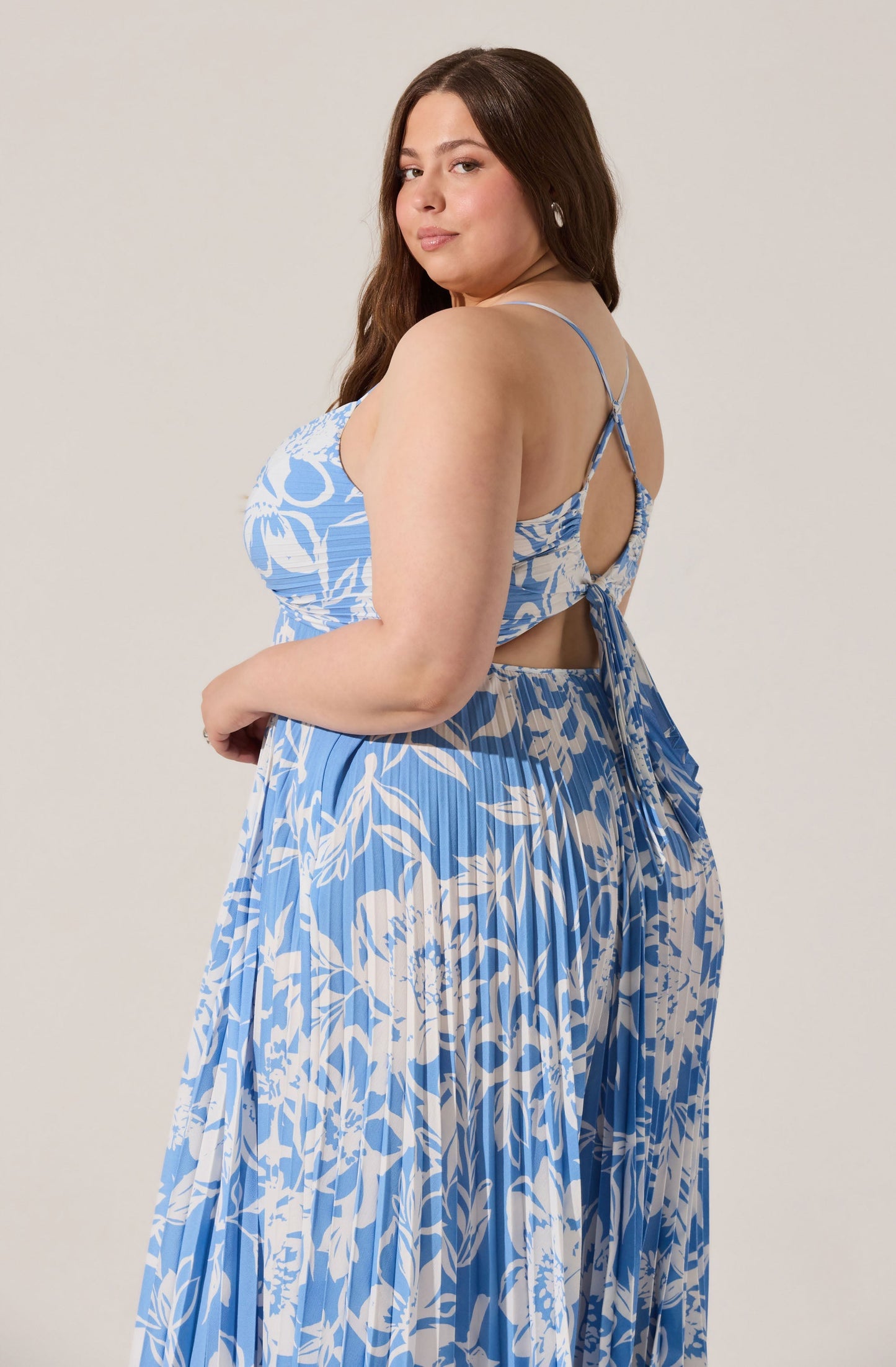 Blythe Floral Plisse Midi Dress PLUS