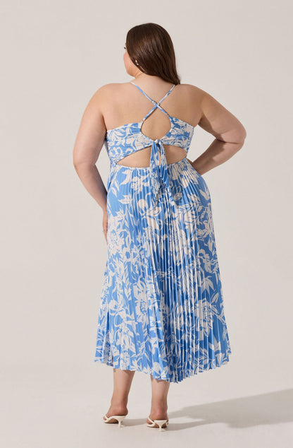 Blythe Floral Plisse Midi Dress PLUS