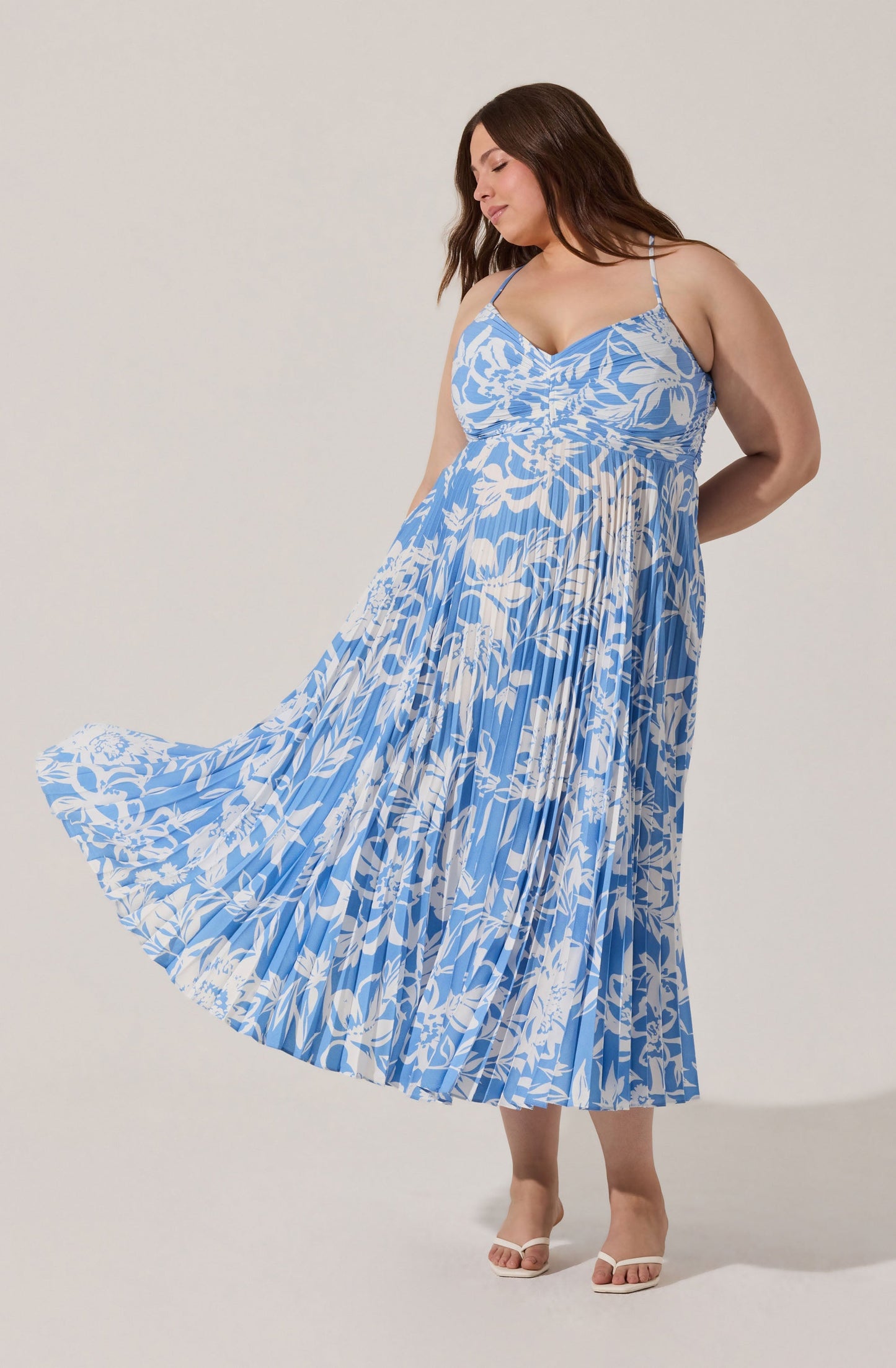 Blythe Floral Plisse Midi Dress PLUS