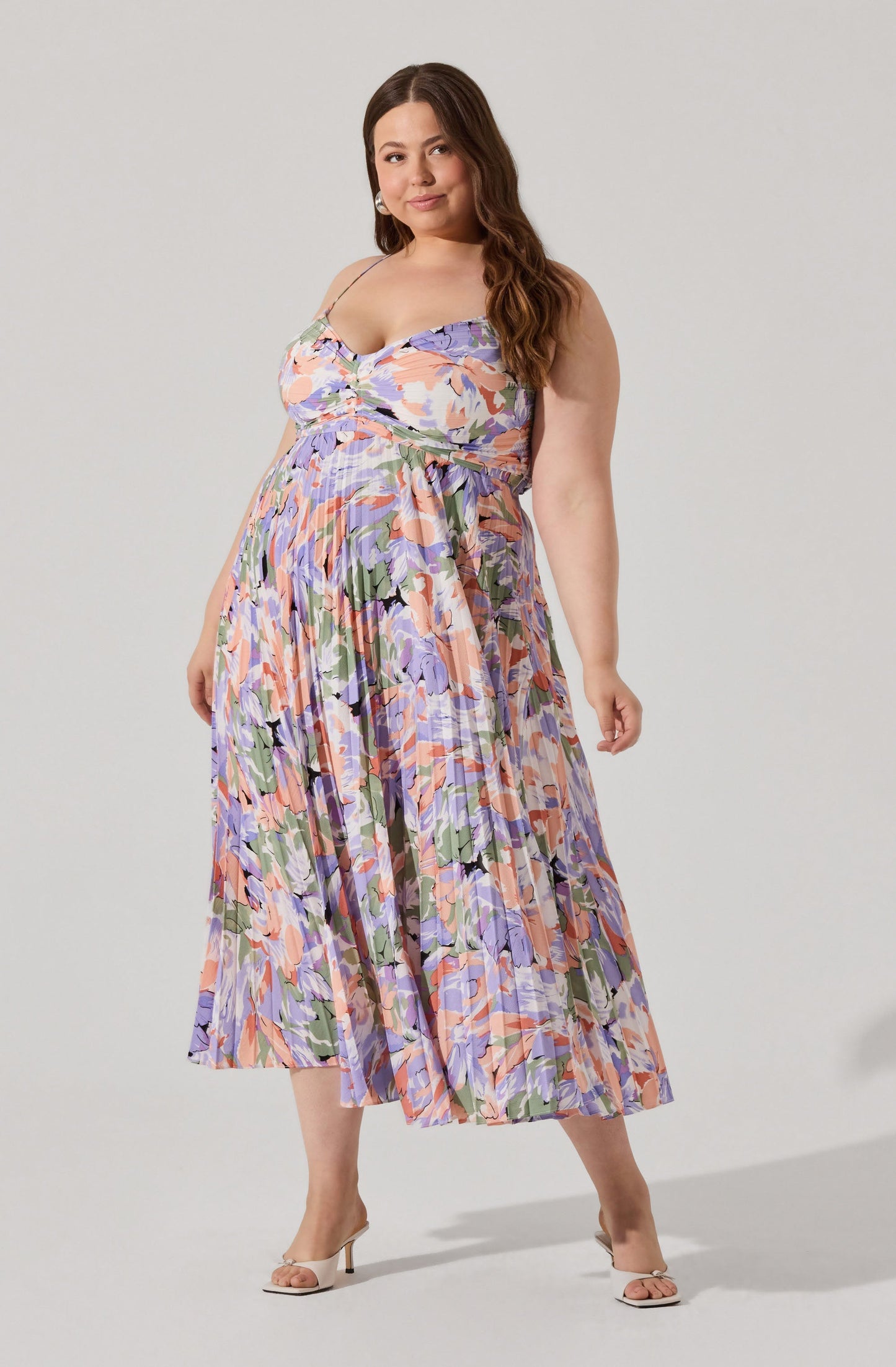 Blythe Floral Plisse Midi Dress PLUS