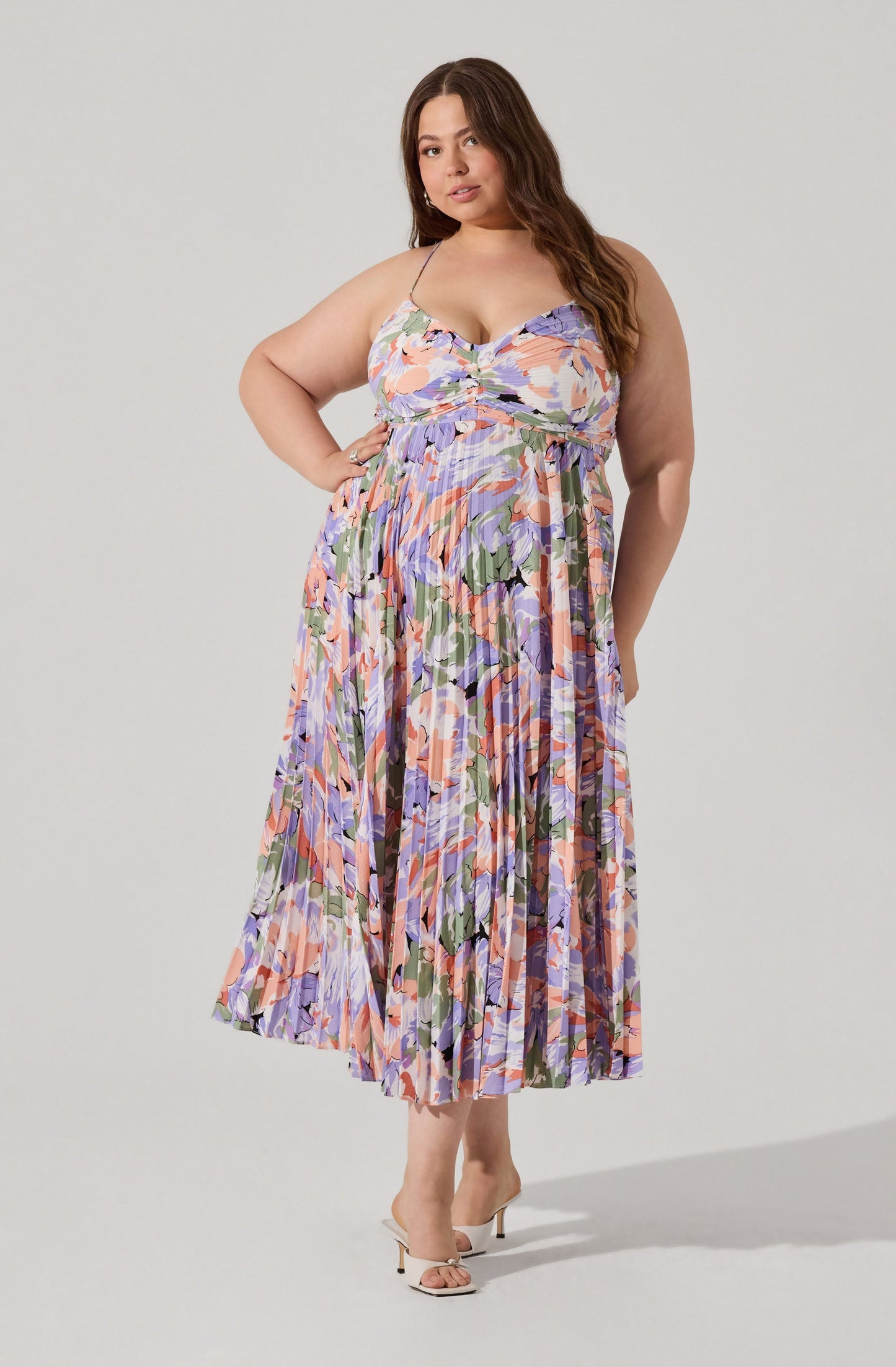 Blythe Floral Plisse Midi Dress PLUS