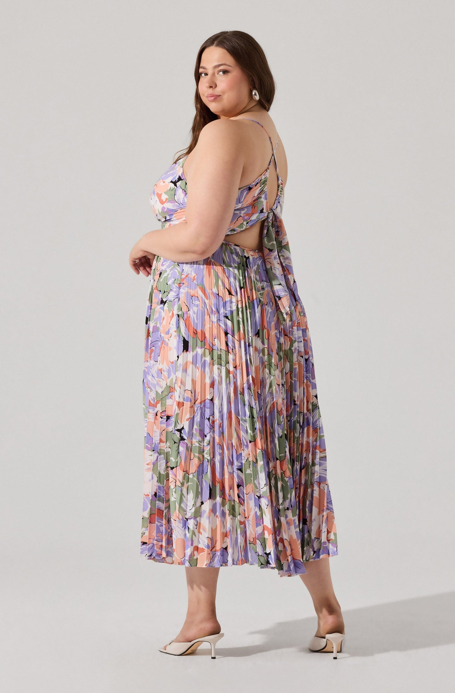 Blythe Floral Plisse Midi Dress PLUS