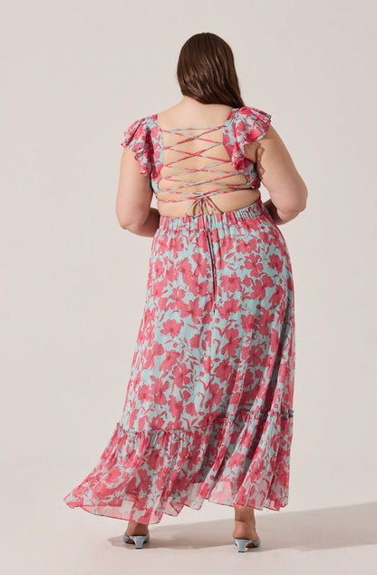 Primrose Floral Strappy Back Maxi Dress PLUS
