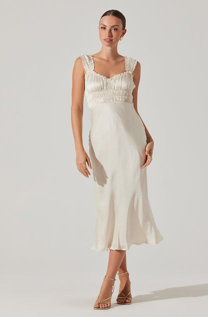 Enola Satin Smocked Midi Dress