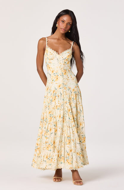 Tazia Scalloped Sweetheart Maxi Dress
