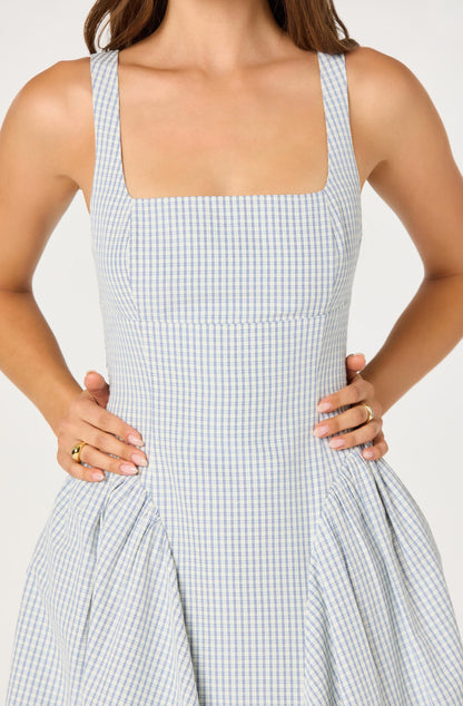 Vinya Plaid Bow-Back Midi Dress