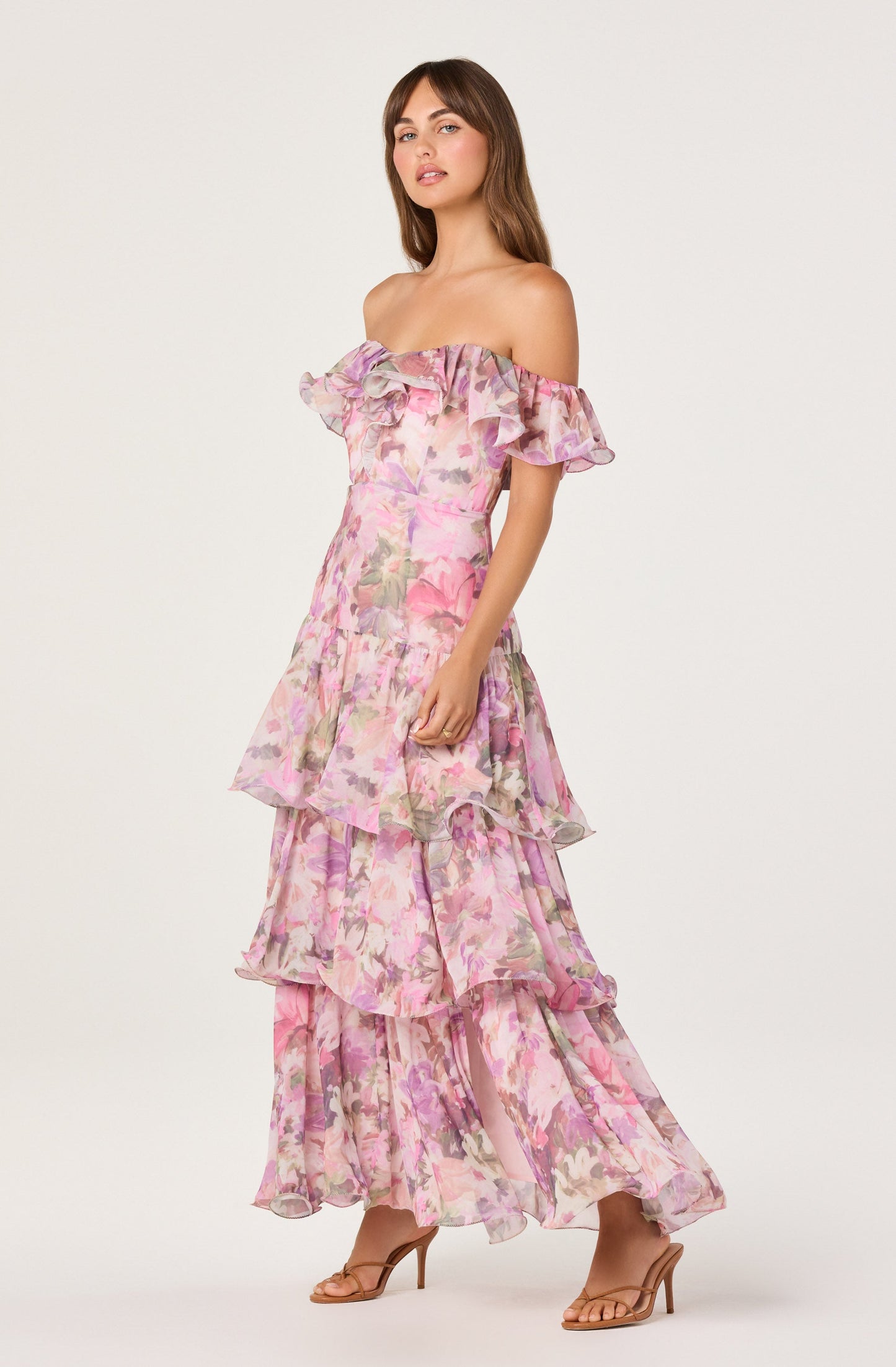 Wilder Off-the-Shoulder Chiffon Maxi Dress