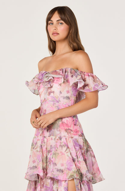 Wilder Off-the-Shoulder Chiffon Maxi Dress