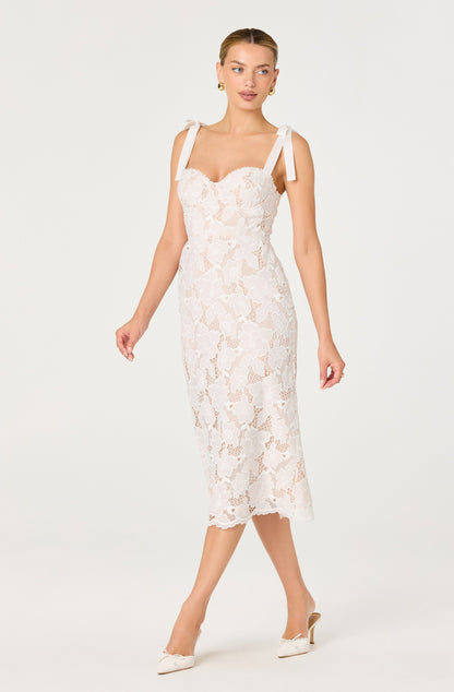 Donne Floral Lace Corset Midi Dress