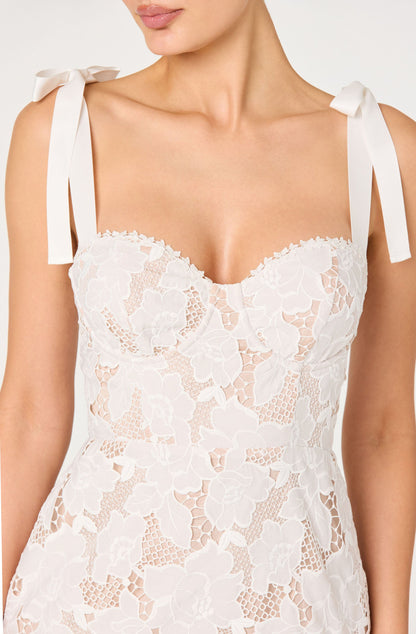 Donne Floral Lace Corset Midi Dress