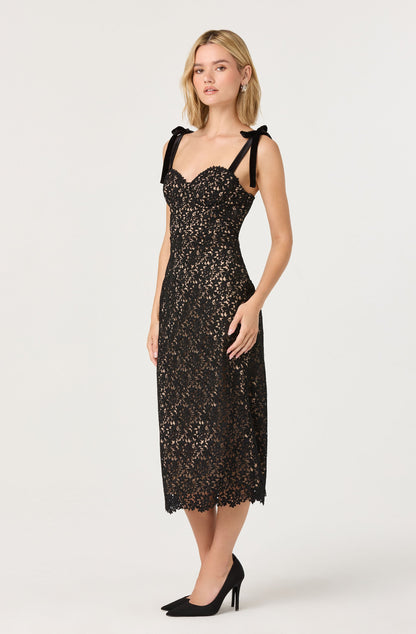 Donne Floral Lace Midi Dress