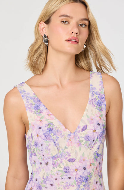 Symone Floral Godet Midi Dress