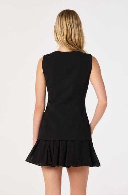 Christen Button-Front Vest Mini Dress