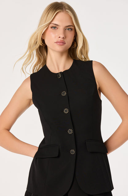 Christen Button-Front Vest Mini Dress