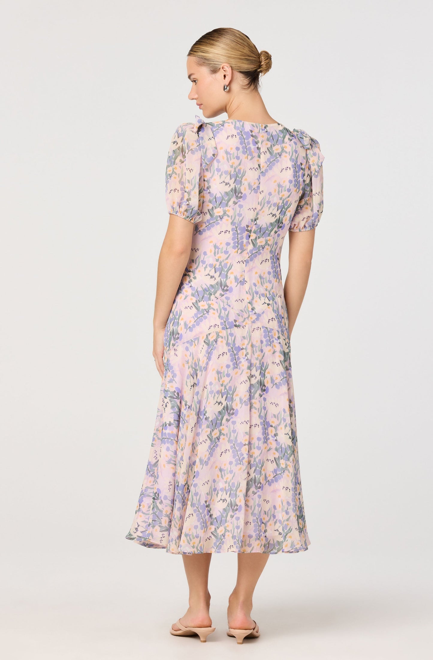 Jessenia Floral Puff Sleeve Midi Dress
