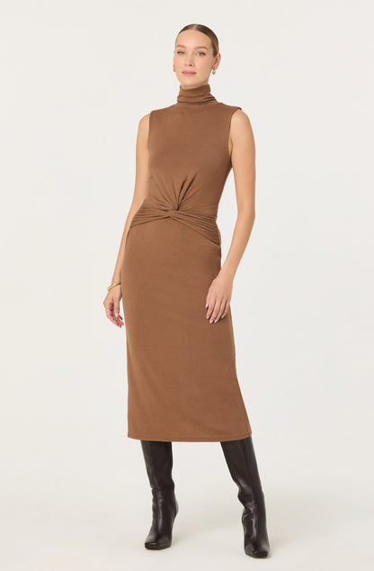 Riana Turtleneck Twist Front Maxi Dress