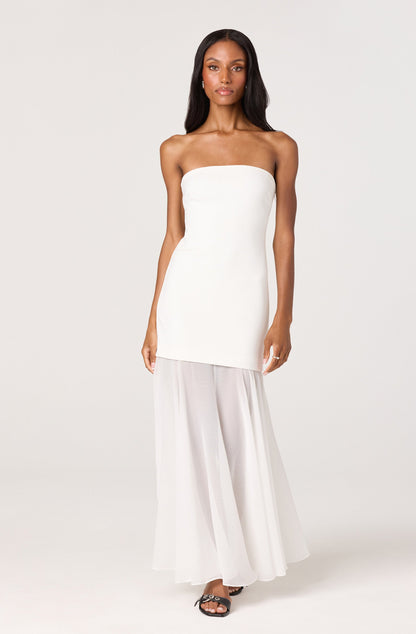 Lizet Strapless Mini Dress with Sheer Maxi Overlay