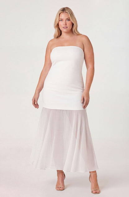 Lizet Strapless Mini Dress with Sheer Maxi Overlay