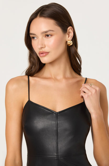 Lezith Faux Leather Maxi Dress