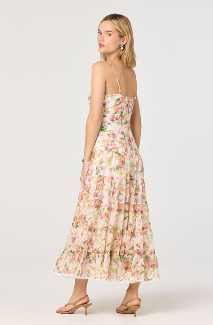 Lianna Floral Scalloped Trim Tiered Maxi Dress