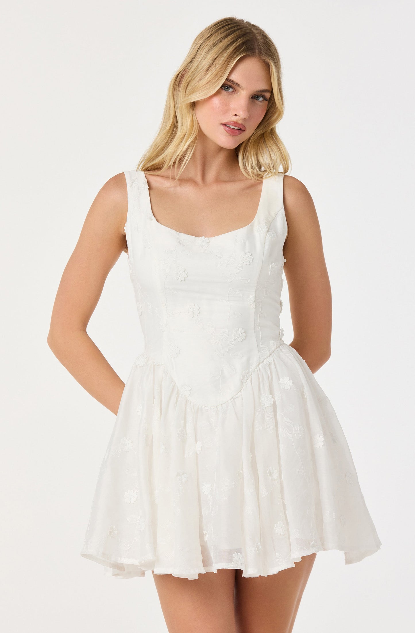 Reina Embroidered Floral Mini Dress
