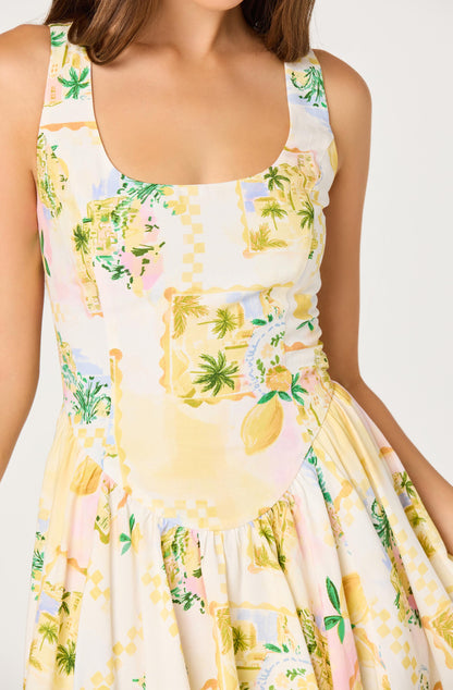Reina Paradise Print A-Line Mini Dress