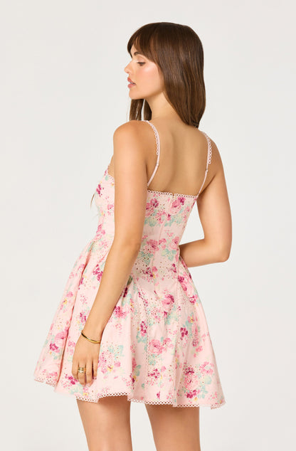 Birdie Floral Eyelet Sweetheart Mini Dress