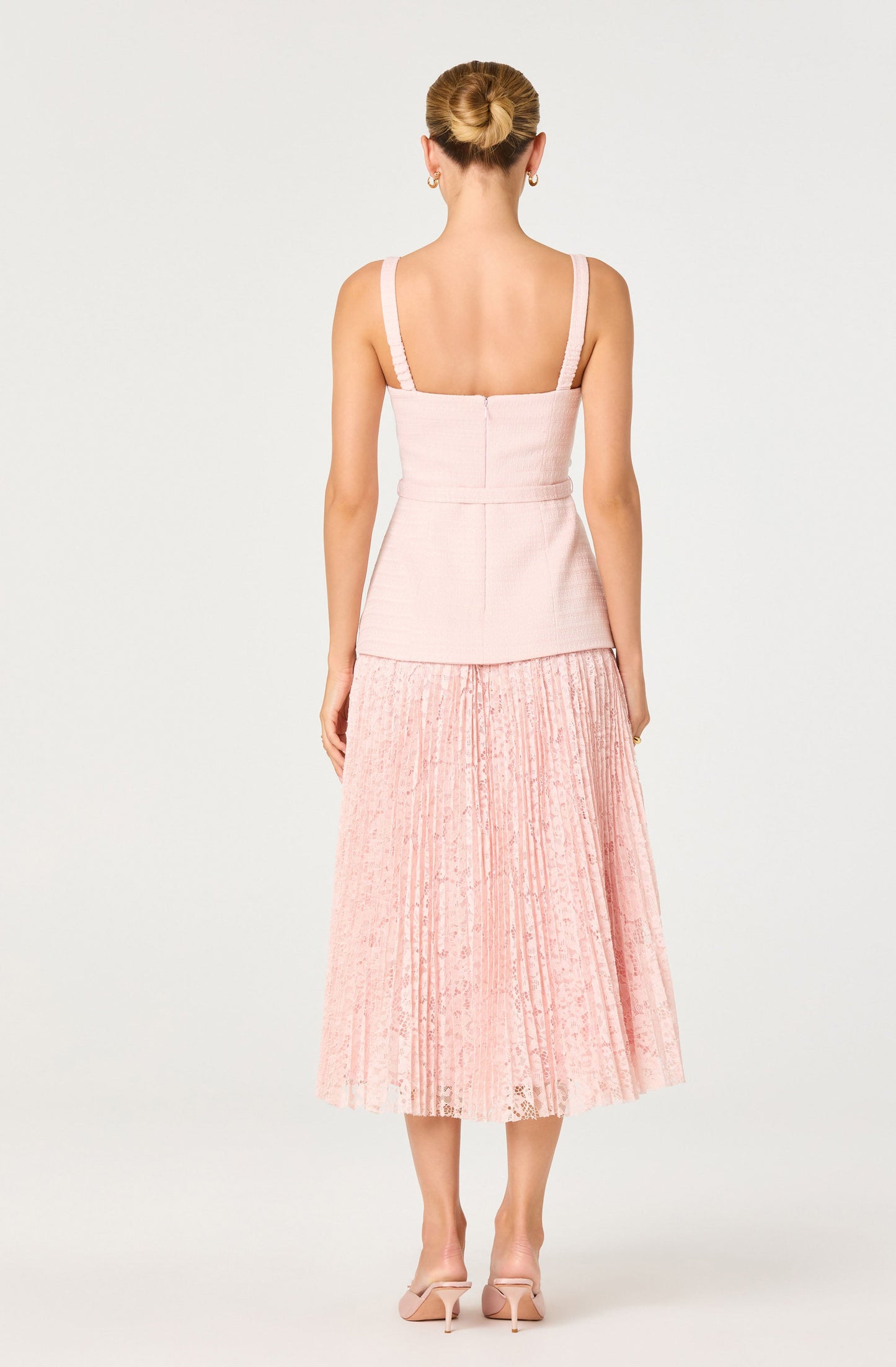 Caitlin Mixed Media Tweed Midi Dress