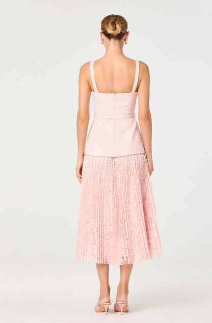 Caitlin Mixed Media Tweed Midi Dress