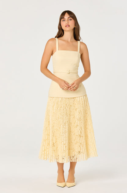 Caitlin Mixed Media Tweed Midi Dress