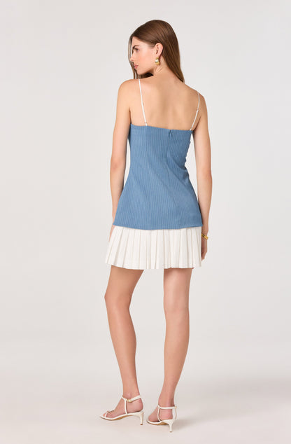 Amren Mixed Media Denim Mini Dress