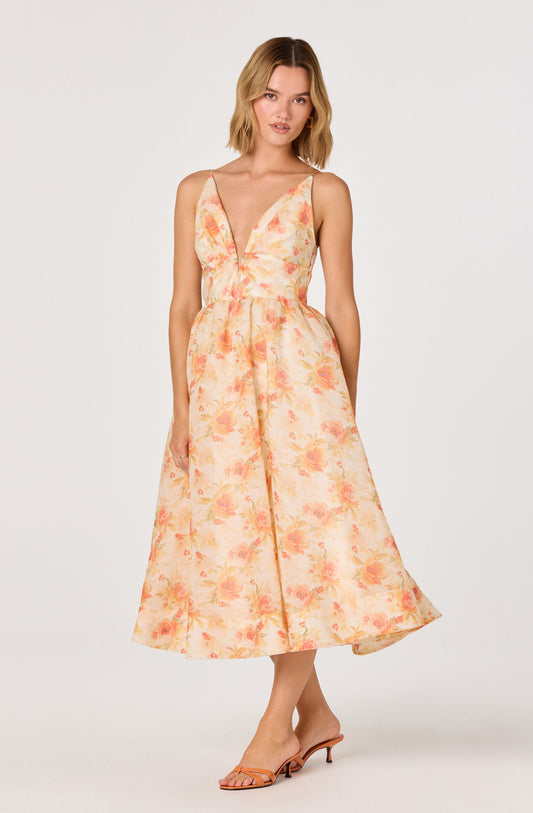 Janna Floral Plunge Midi Dress