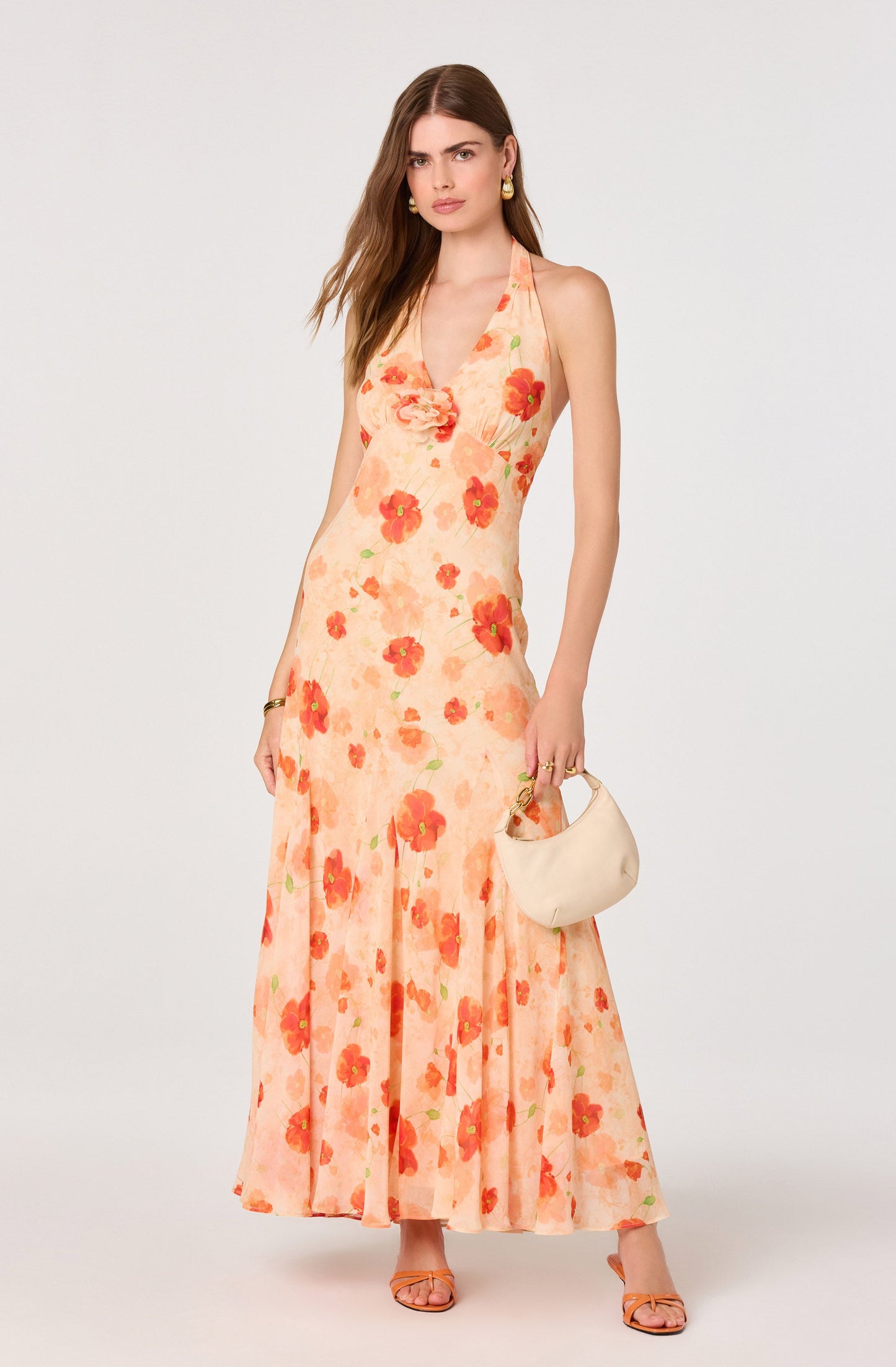 Yasmeen Floral Halter Godet Maxi Dress