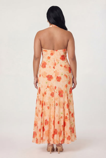 Yasmeen Floral Halter Godet Maxi Dress