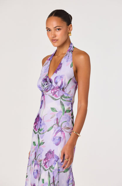 Yasmeen Floral Halter Godet Maxi Dress