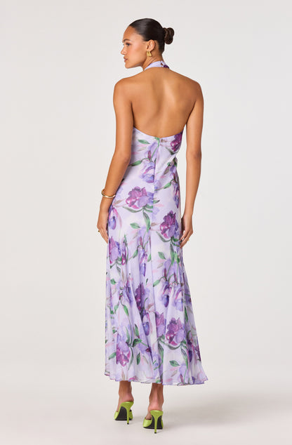 Yasmeen Floral Halter Godet Maxi Dress