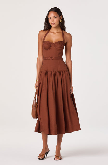 Katinka Belted Halter Midi Dress