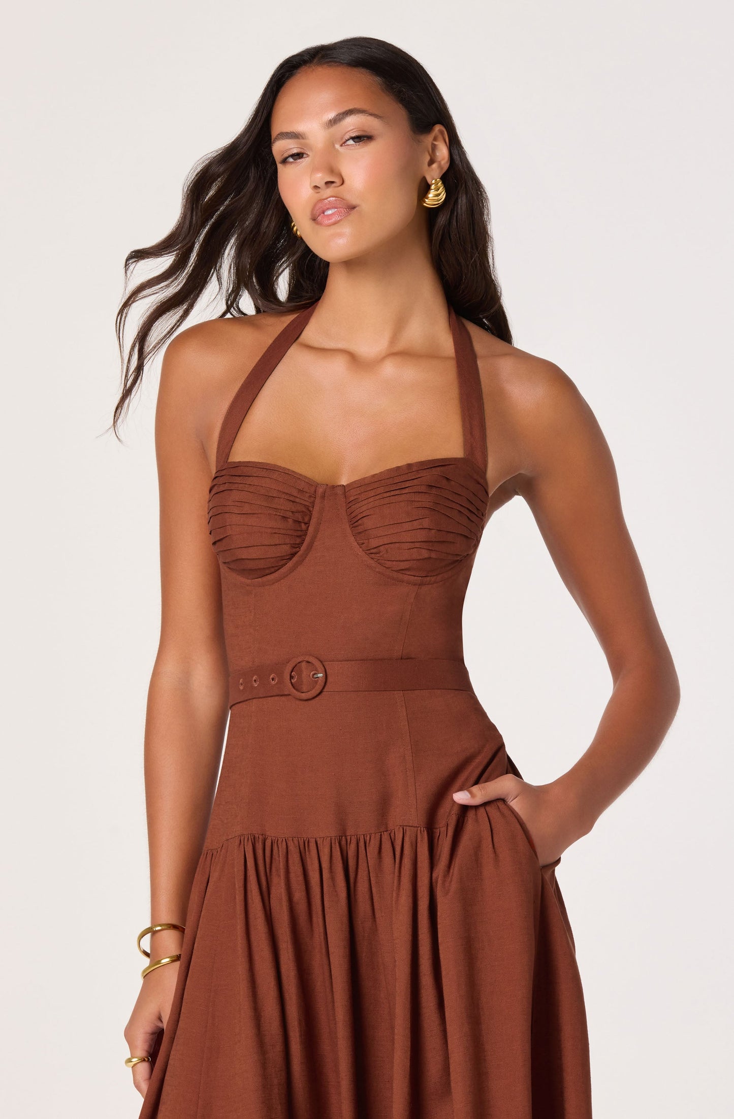 Katinka Belted Halter Midi Dress
