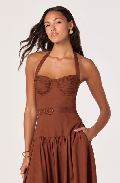Katinka Belted Halter Midi Dress